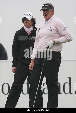 Golf - The 3 Irish Open - Day Two - County Louth Golf Club. Northern Ireland's Rory McIlroy with Scotland's Colin Montgomerie during the 3 Irish Open at County Louth Golf Club, Baltray, Ireland. Stock Photo