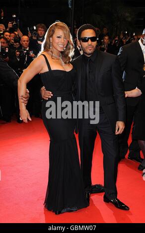 Mariah Carey and Lenny Kravitz arriving for the 'Precious' premiere, at the Palais de Festival during the 62nd Cannes Film Festival, France. Stock Photo