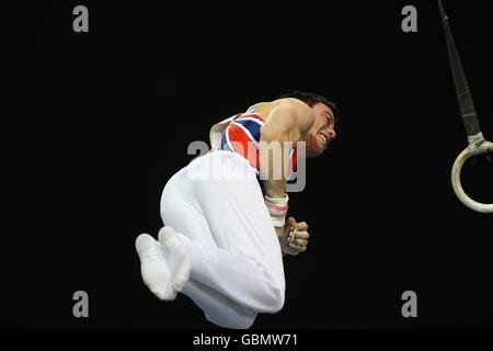 Gymnastics - Glasgow 2009 Grand Prix - Day Two - Kelvin Hall International Sports Arena. Great Britain's Luke Folwell competes in the rings event during the Glasgow Grand Prix at Kelvin Hall, Glasgow. Stock Photo