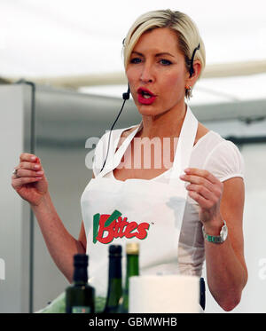 Heather Mills gives a vegan cookery demonstration in Brighton, East Sussex, as part of the Brighton Food Festival. Stock Photo