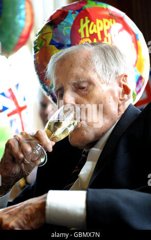 Olympics - Britain's Oldest Olympian Godfrey Rampling celebrates his 100th Birthday - Bushey House Stock Photo