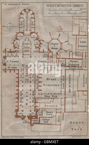 WESTMINSTER ABBEY. Vintage map plan. London, 1935 Stock Photo - Alamy