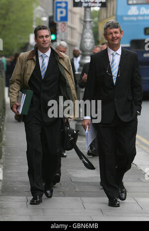 South Africa's Financial Advisor Mark Willimott and Former Captain Morne Du Plessis arrive for the Rugby Union World Cup 2015/2019 Tender Presentation at the Royal College of Physicians of Ireland, in Dublin. Stock Photo