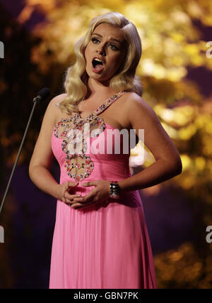 Katherine Jenkins performing on stage during the Classical Brit Awards, at the Royal Albert Hall in west London. Stock Photo