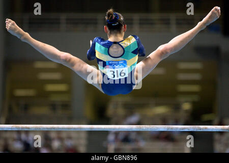 Gymnastics - Athens Olympic Games 2004 - Uneven Bars. Brazil's Lais Souza on the uneven bars Stock Photo