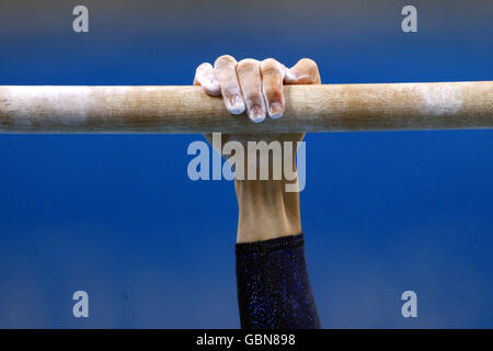 Gymnastics - Athens Olympic Games 2004 - Uneven Bars. Brazil's Lais Souza in action Stock Photo