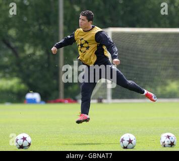 Soccer - Barclays Premier League - Manchester United Training Session - Carrington Training Centre. Manchester United's Cristiano Ronaldo during the training session Stock Photo