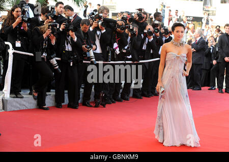 Ziyi Zhang arrives for the premiere of the new film Visage,during the Cannes Film Festival, at the Palais de Festival in Cannes, France. Stock Photo