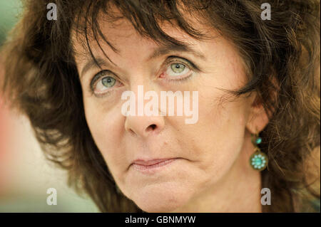 Ruth Padel, the first female Oxford University Professor of Poetry, speaks during a press conference at The Hay Festival, Hay-on-Wye, Wales, where she is explaining why she resigned following her involvement in an alleged smear campaign against a former rival. Stock Photo