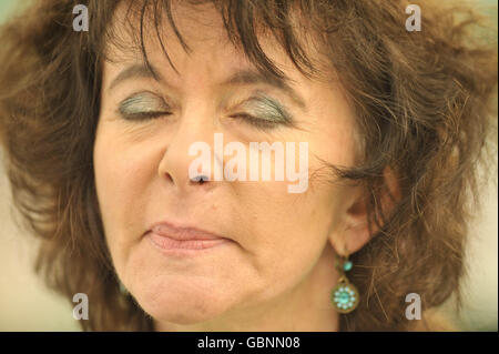 Ruth Padel, the first female Oxford University Professor of Poetry, speaks during a press conference at The Hay Festival, Hay-on-Wye, Wales, where she is explaining why she resigned following her involvement in an alleged smear campaign against a former rival. Stock Photo