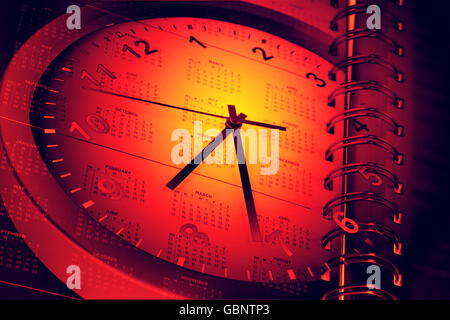 Clock face and calendar composite Stock Photo