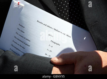 Victor Barker, who lost his son in the Omagh bomb attack with the Judgement outside Belfast High Court, where relatives of the Omagh bomb victims today won a landmark multi-million pound civil action against four men they blamed for the atrocity in which 29 people died in Northern Ireland. Stock Photo