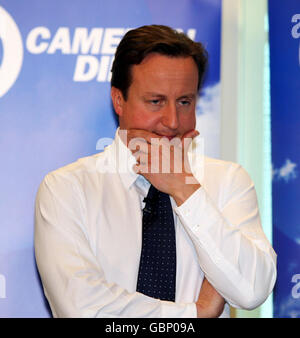 Conservative Party leader David Cameron speaking in Ballymena, Co. Antrim in Northern Ireland. Stock Photo