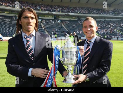 Rangers' Aaron Niguez (right) and Pedro Mendes celebrate after winning the Homecoming Scottish Cup Stock Photo