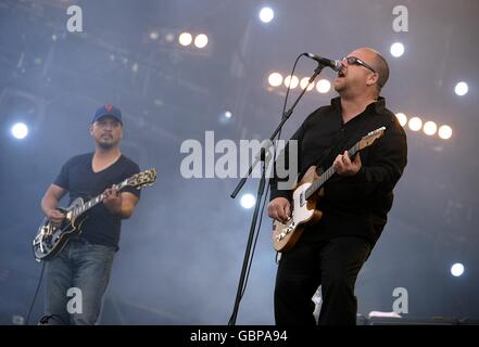 Black Francis (right) and Joey Santiago of The Pixies performing during the Isle of Wight festival, in Newport on the Isle of Wight. ** EDITORIAL USE ONLY ** Stock Photo