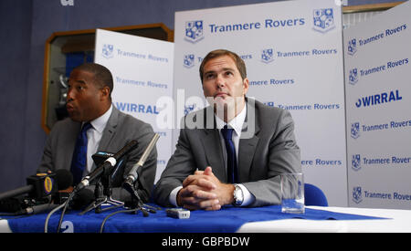 Soccer - Tranmere Rovers Photocall - Prenton Park. New Tranmere manager John Barnes and assistant Jason McAteer are unveiled at Prenton Park, Wirral. Stock Photo