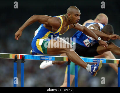 Brazil's Mateus Inocencio in action during the Men's 110m Hurdles, Round 2 Stock Photo