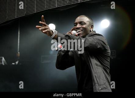 Akon performing on stage during Capital 95.8 Summertime Ball with Barclaycard at the Emirates Stadium. Stock Photo