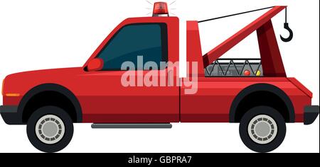 Tow truck in red color illustration Stock Vector