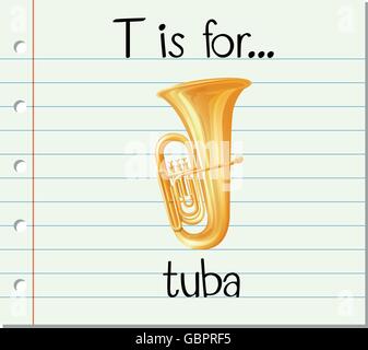 Flashcard letter T is for tuba illustration Stock Vector