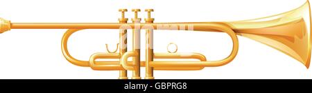 Golden trumpet on white background illustration Stock Vector