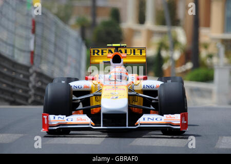 Formula One Motor Racing - Monaco Grand Prix Practice - Circuit de Monaco. Renault driver Nelson Piquet Jr. during practice at the Circuit de Monaco. Stock Photo