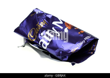 Half eaten Cadburys dairy milk chocolate Stock Photo