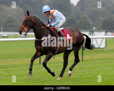 Jockey Silvestre De Sousa on Something going to post for the Ainscough Vanguard E.B.F. Classified Stake Stock Photo
