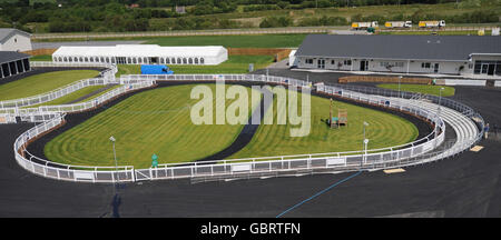 A view of the parade ring and winners enclosure at Ffos Las Racecourse, Trimsaran.