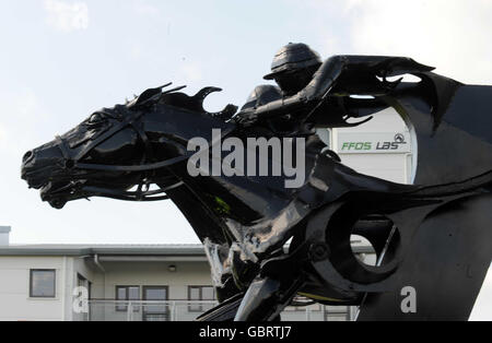 A view of a statue close to the winners enclosure at Ffos Las Racecourse, Trimsaran.