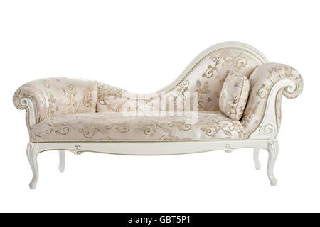 Carved couch in the Renaissance, Baroque isolated on white background. Stock Photo