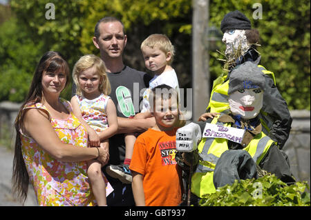 Speed camera scarecrows Stock Photo