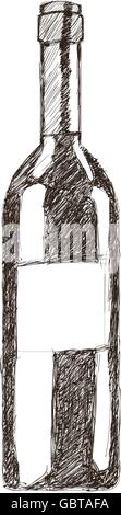 wine bottle sketch icon Stock Vector