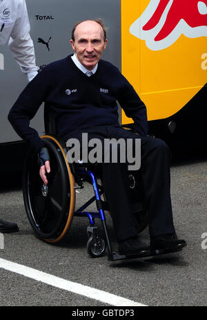 Williams Managing Director and Team Principal Frank Williams during the practice session at Silverstone, Northamptonshire. Stock Photo