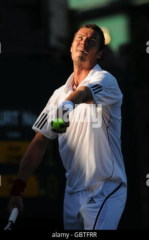 Russia's Marat Safin in action during the 2009 Wimbledon Championships at the All England Lawn Tennis and Croquet Club, Wimbledon, London. Stock Photo