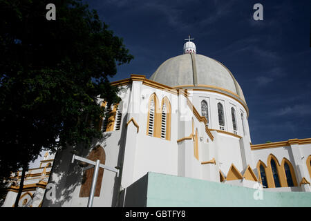 the catedral  at the plaza Bolivar in the city of Porlamar on the Isla Margarita in the caribbean sea of Venezuela. Stock Photo