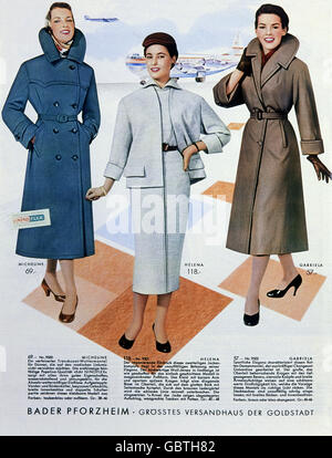 fashion, mail-order company fashion, Bade mail-order catalogue, Pforzheim, spring collection 1956, Additional-Rights-Clearences-Not Available Stock Photo