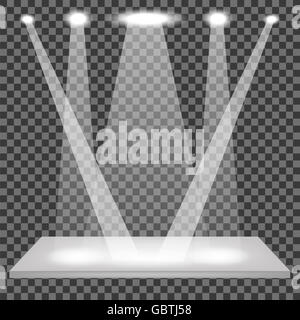 Empty Shelf Isolated. Spotlights Set Stock Photo