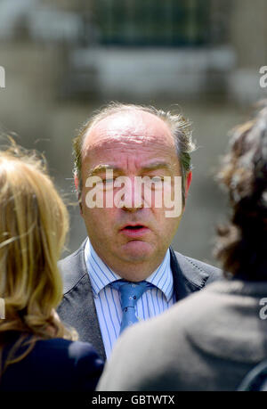 Norman Baker, Liberal Democrat politician and former MP being interviewed on College Green, Westminster, 2016 Stock Photo