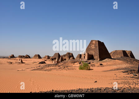 Africa, Sudan, Nubia, Pyramids of Meroe Stock Photo