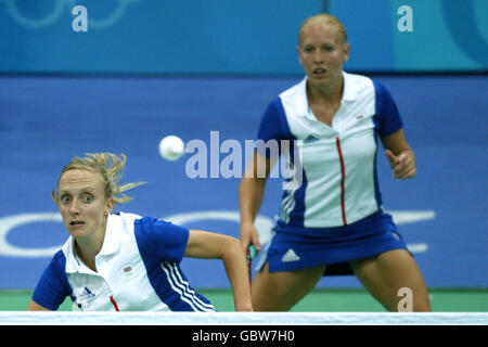 Great Britain's Donna Kellogg (left) and Gail Emms in action Stock Photo