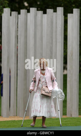 Dendy Harris, whose god-daughter died in the Edgware Road tube bombing, at the memorial to the victims of the 7th July 2005 terrorist attacks on London, in Hyde Park, London. Stock Photo