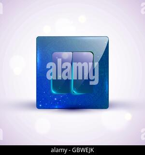 On/Off blue glass switch with ornament Stock Vector