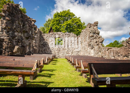 Image of Rya church ruin, built in the 1100s and still in use. Stock Photo