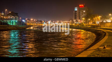 Nis, Serbia - FEBRUARY 13, 2016: City of Nis riverbank in Nis. Nis is the third largest city in Serbia Stock Photo