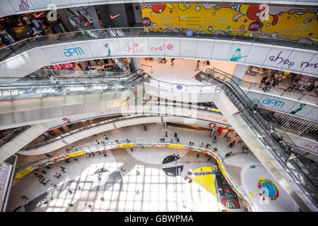 Kwun Tong, Hong Kong - July 07, 2016: People shopping inside APM shopping mall in Kwun Tong, Hong Kong Stock Photo