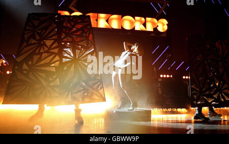 Lady GaGa performs at the Orange RockCorps event at the Apollo in Manchester. Stock Photo