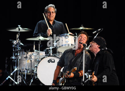 Hard Rock Calling Festival - London. Bruce Springsteen and the E Street Band on stage at Hard Rock Calling, in Hyde Park in London. Stock Photo