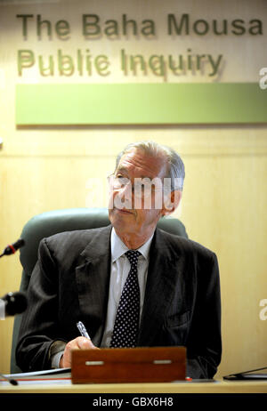 Chairman of the Baha Mousa inquiry Sir William Gage at Finlaison House where the inquest into the Iraqi civilian's death in British custody on Monday July 13, London. Stock Photo