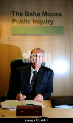 Chairman of the Baha Mousa inquiry Sir William Gage at Finlaison House where the inquest into the Iraqi civilian's death in British custody on Monday July 13, London. Stock Photo